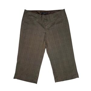 Y2K 2000s Lowrise Tailored Brown Plaid Capri Trousers Bermuda Shorts